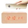 Wireless LED Wood Clock: Digital Alarm with Thermometer, Calendar & Charging Function