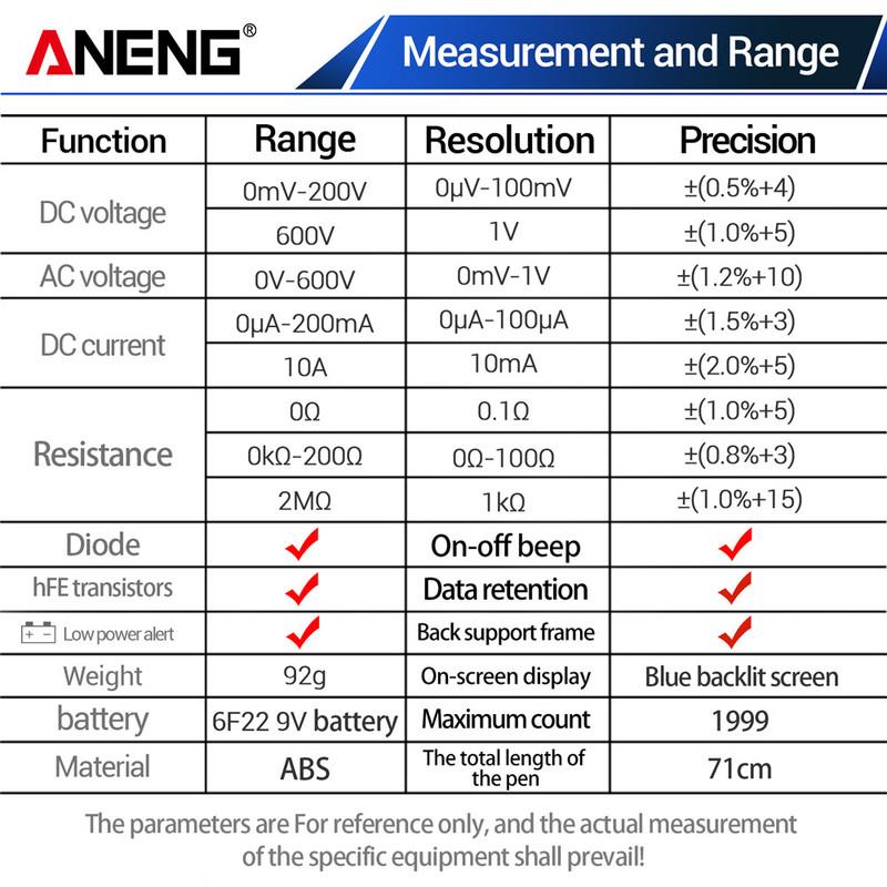 Digital Multimeter Esr Testers ANENG XL830L Automotive Electrical Meter Dmm Transistor Peak Tester Meter Capacitance Meter tools