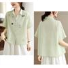 DIMANAF 2026 Women Plus Size New Summer Blouse Shirt Short Sleeve Print Floral Casual Loose Cotton Lady Tops Shirts
