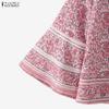 ZANZEA Womens Casual Open Front Loose Half Sleeve Bohemian Print Cardigan Cover Up Blouse