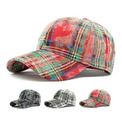 Herren Baumwollhut Damen Frühling Herbst Plaid Baseball Cap Hard Top Outdoor Sonnenschutz Cap