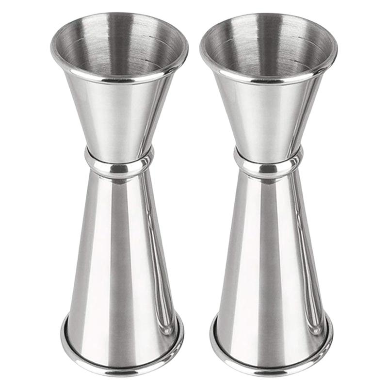 

A95I-Cocktail Jigger 2 Oz 1 Oz For Bartending Jigger 2 Pieces, Bar Accessories, Silver Cocktail Measuring Cup срібний