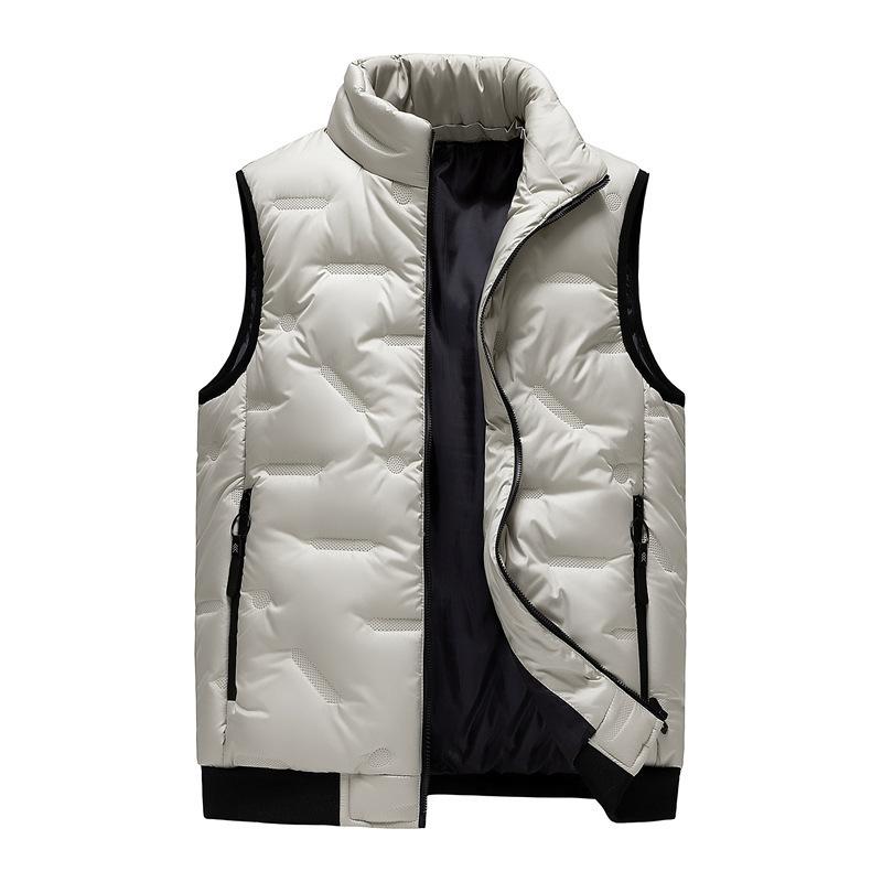 Men S Stand Collar Thick Padded Vest Loose Plus Size Casual Winter