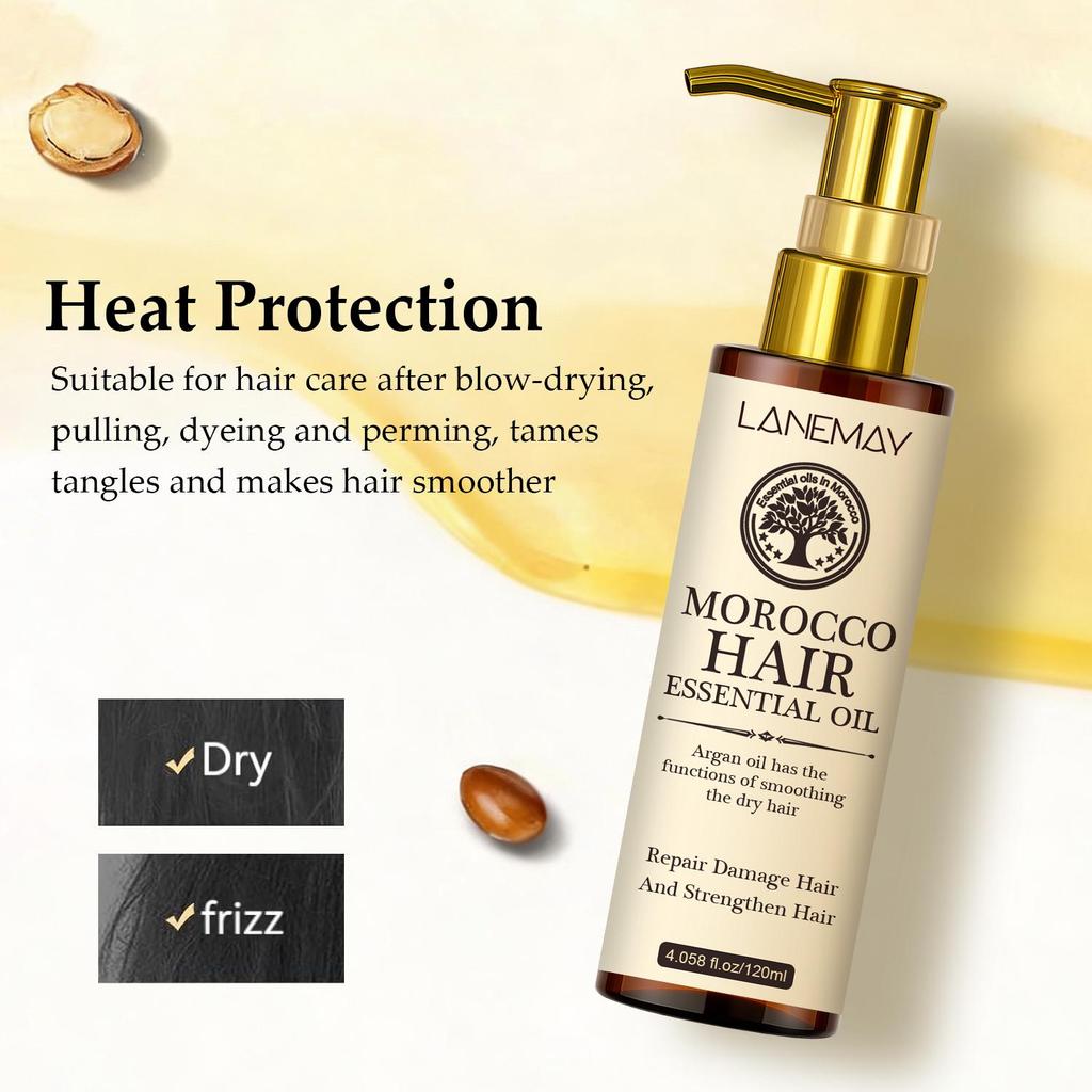Morocco Hair Essential Oil-Nourish And Promote Hair Growth-Smoothing Hair-Split End Care-Suitable For All Hair Types, 120ml