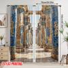 2 Stück Ägyptische Palastvorhänge - 2D Flachdruck   Blau & Goldenes Hieroglyphen-Design   Halbtransparentes Polyester für das Wohnzimmer