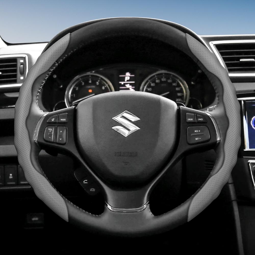bpzsw1 Suitable for Suzuki Steering Wheel Covers with a Wavy Sports Design, Breathable Leather, Segmented Anti-Slip, for Models