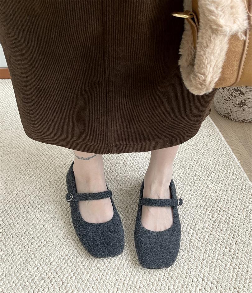 Flat-bottomed Korean Version of Mary Jane Single Shoes Women's Shoes 2025 New Autumn and Winter Black Gentle Versatile Plush Shoes