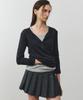 NOIRER FOR WOMAN Layered Henley Neck T-Shirt (Navy Gray)