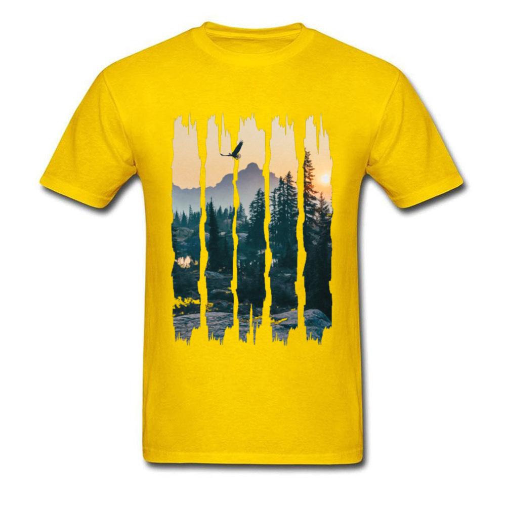 Chinese Style Natural Landscape Mountain Design T Shirt Stylish Fashion 3d Picture Tshirts For Unisex Round Collar Cotton Tshirts