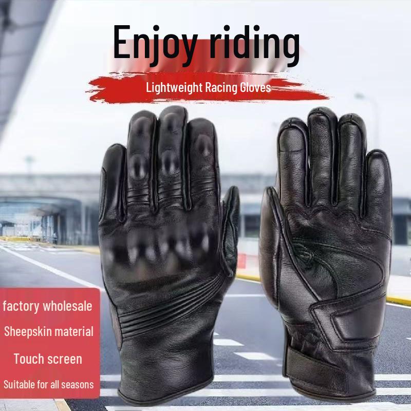 Breathable Leather Motorcycle Racing Gloves: Anti-Fall Protective, Touchscreen, Off-Road