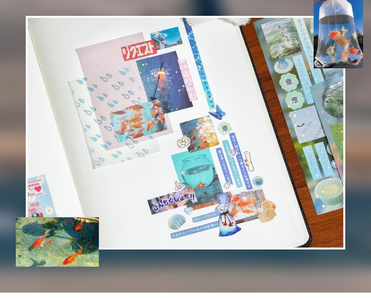 Yu Xian Die-cut Sticker Book: Romantic Memory Series - Japanese Retro Style for Journaling, DIY, and Collage.