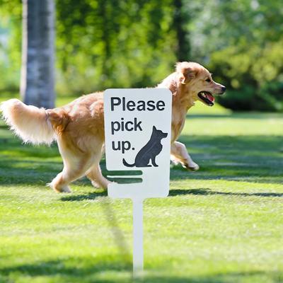 Wooden Dog Poop Sign with Bag Holder, Yard for Outdoor Backyard Lawn