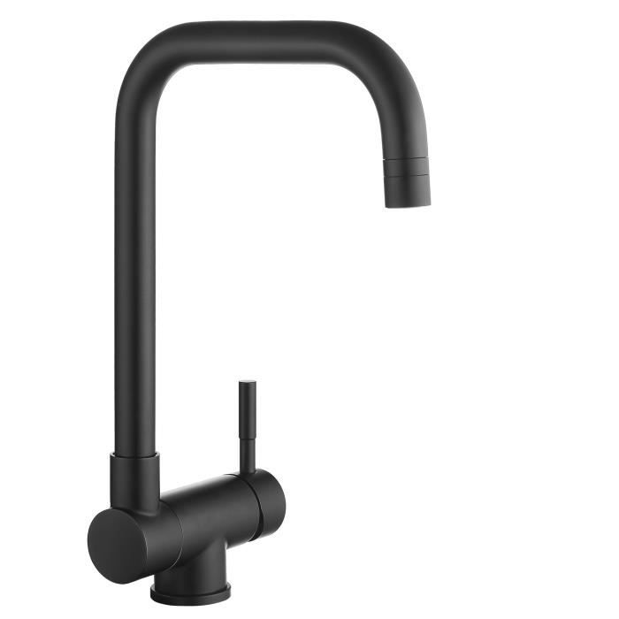 Robinet de cuisine CECIPA - Acier inoxydable 304 - Pivotant à 360° - Noir