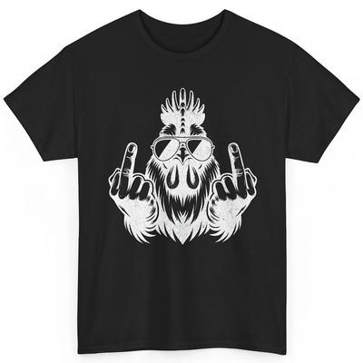 Hähnchen-Finger T-Shirt Lustig Beleidigend Hahn Mittelfinger Humor Grafik
