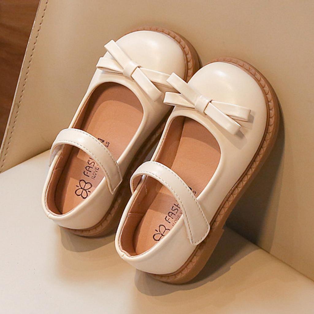Children Leather Shoes Spring Autumn Non-Slip Girls Wedding Shoes Simple School Versatile Soft Kids Fashion Flat Shoes Hook Loop