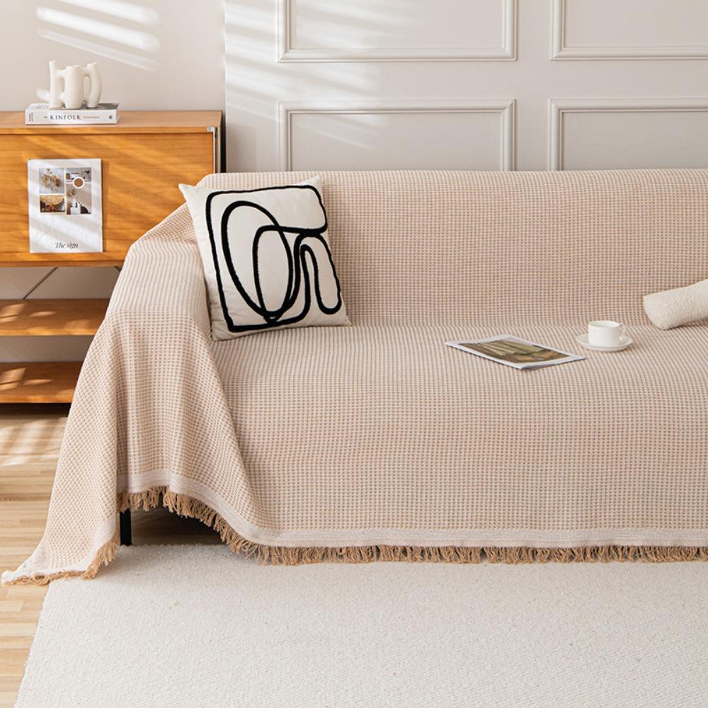 Cream Style Sofa Cover Full Coverage Universal All Season Couch Blanket for Picnic Camping
