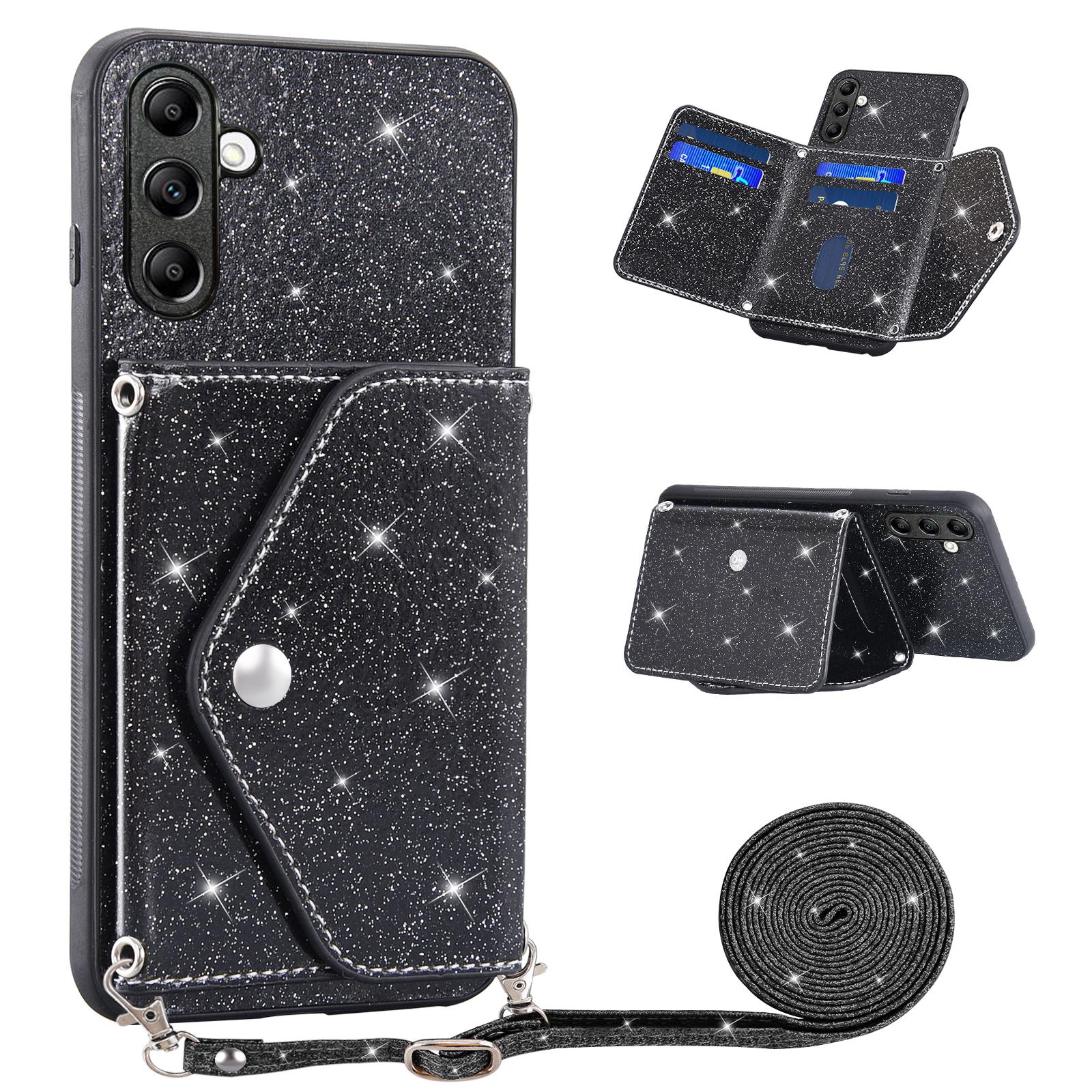 

For Samsung Galaxy A14 5G/4G PU Leather+TPU Phone Cover Kickstand Card Holder Cell Phone Case Black