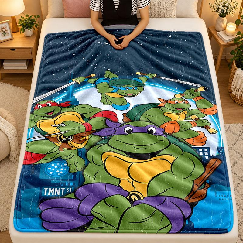 Flannel BlanketNinja Turtles Warm Soft Throw Blanket for Indoor Sofa Bed Living Room Use