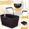 Foldable Aluminum Frame Basket With Large Zippered Side Pockets, Foldable Oxford Cloth Shopping Tote Bag, Insulated Picnic Bag