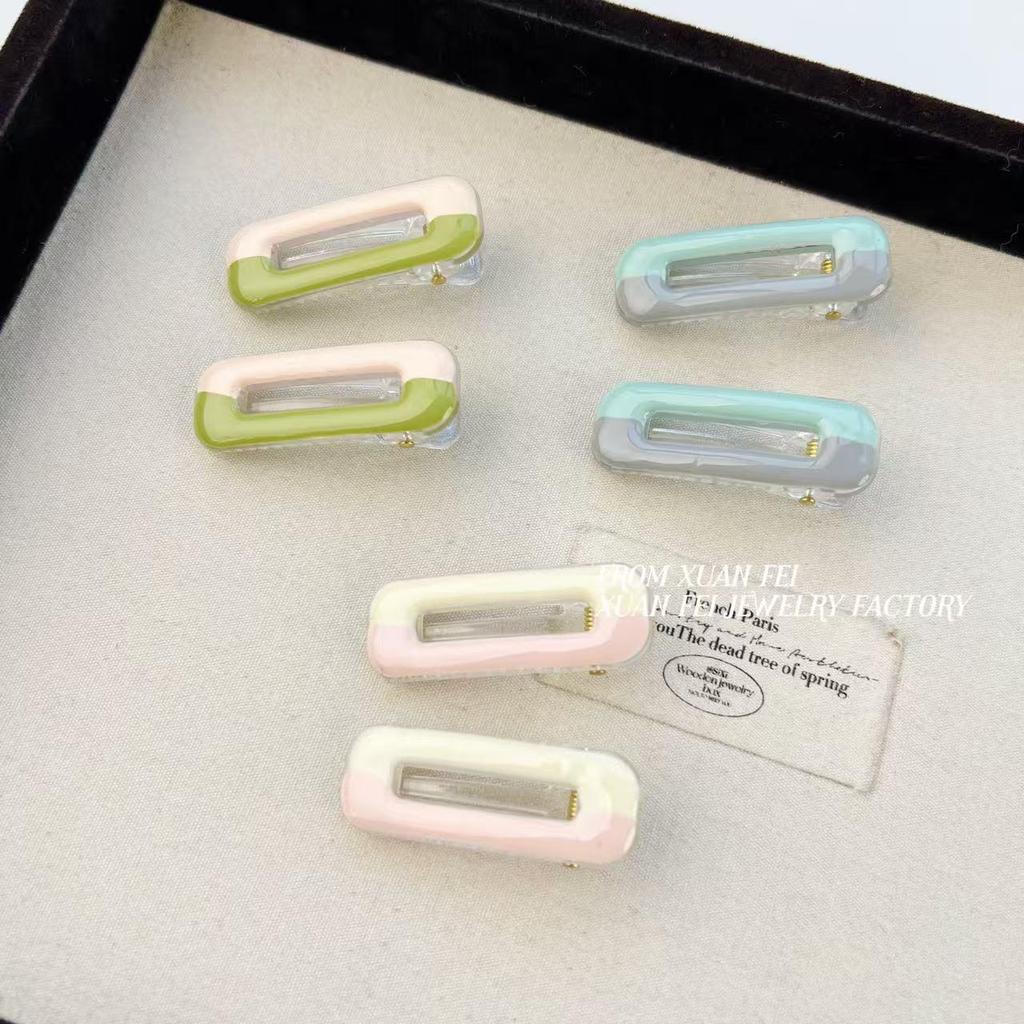 Color Block Duckbill Hair Clip: Cute Oil Droplet Design for Bangs and Flyaways