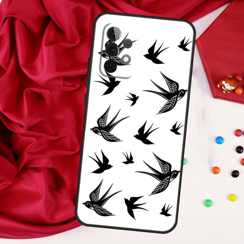 Swallow Collage Pattern For Samsung Galaxy A15 A55 A53 A33 A35 A22 A32 A52 A54 A34 A14 A56 A36 A26 A16 A05 A06 Case
