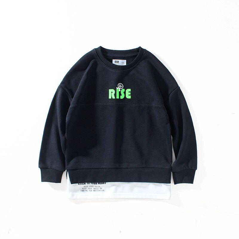 False Two-Piece Sweaters Spring and Autumn Long-Sleeved Terry Clothes for Younger Children