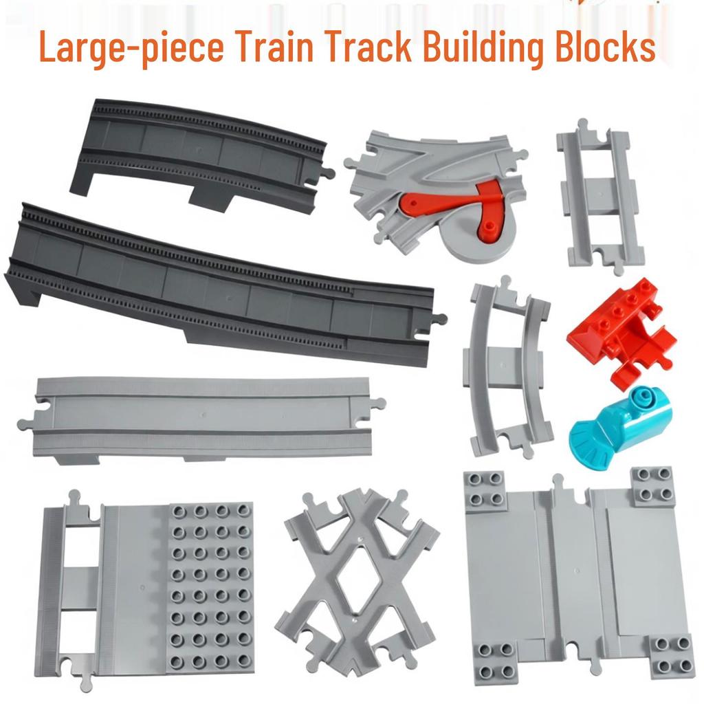 Eisenbahnstrecken Bausteine Set: Gerade, Gebogene, Schräge, Kreuzende & Erhöhte Gleise mit Lokomotive