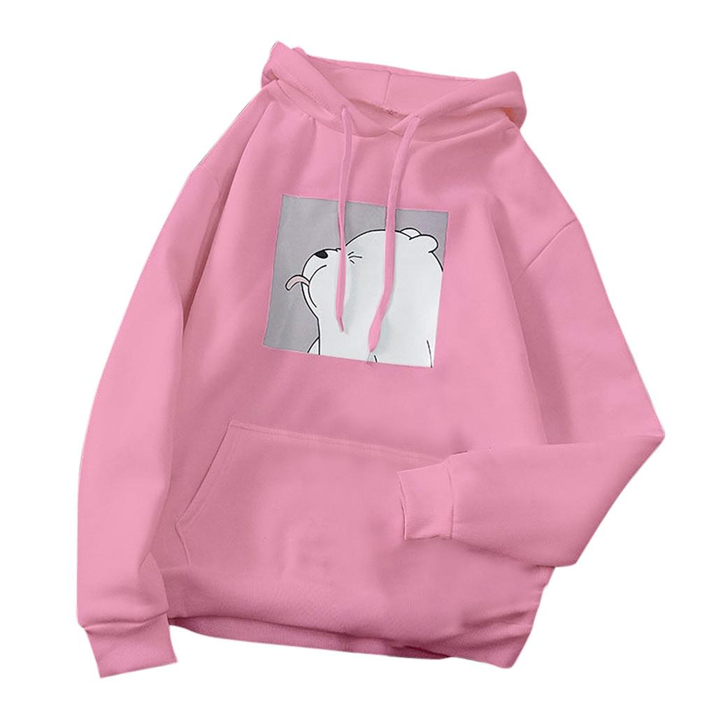 Fashion Women's Casual Long Sleeve Hooded Character Pullover Sweatshirt Tops