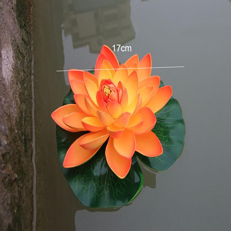 

10 см/17 см искусственный лотос поддельное растение декор для пруда искусственная водяная лилия плавающий пенопластовый лотос домашний сад аквариум искусственный цветок 17cm оранжевый