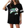 Women V Neck Short Sleeve Casual Soccer Print Top Loose Fit Sports Jersey Style T Shirt Comfortable Lightweight Fabric