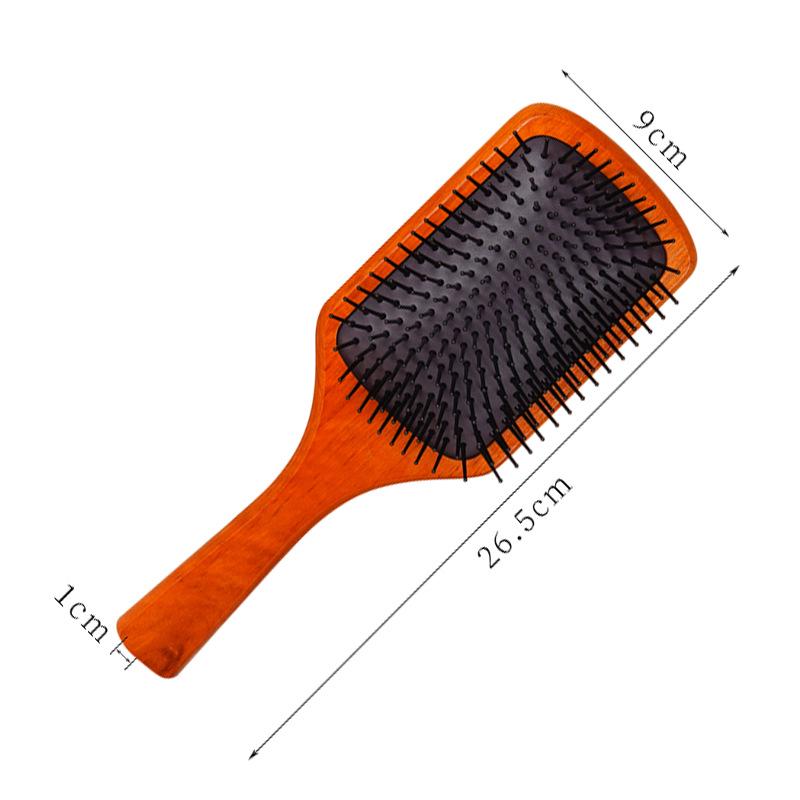 Kam av bokträ med kudde och massagefunktion, med högresilient luftkudde för sektionering och rengöring av hår