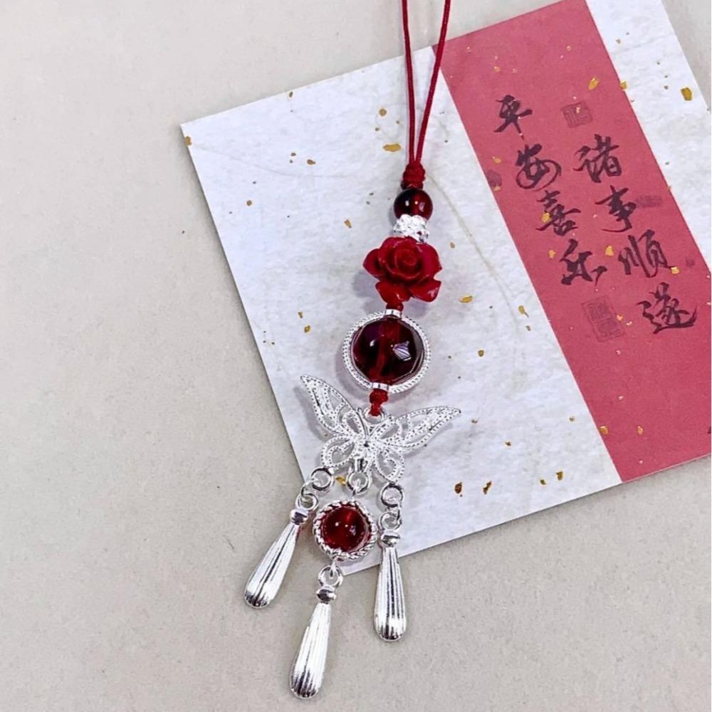 Catena per Telefono con Nappe Stile Cinese Vintage Fiore di Loto Farfalla Portachiavi per Donna Uomo Coppia Ciondolo per Borsa Gioielli Periferici Anime
