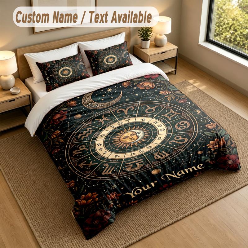 Decorative Artwork Theme Personalized 3Pcs Bedding Set Custom Text & Name 1 Sheet 2 Pillowcases Household Bedding 1pc