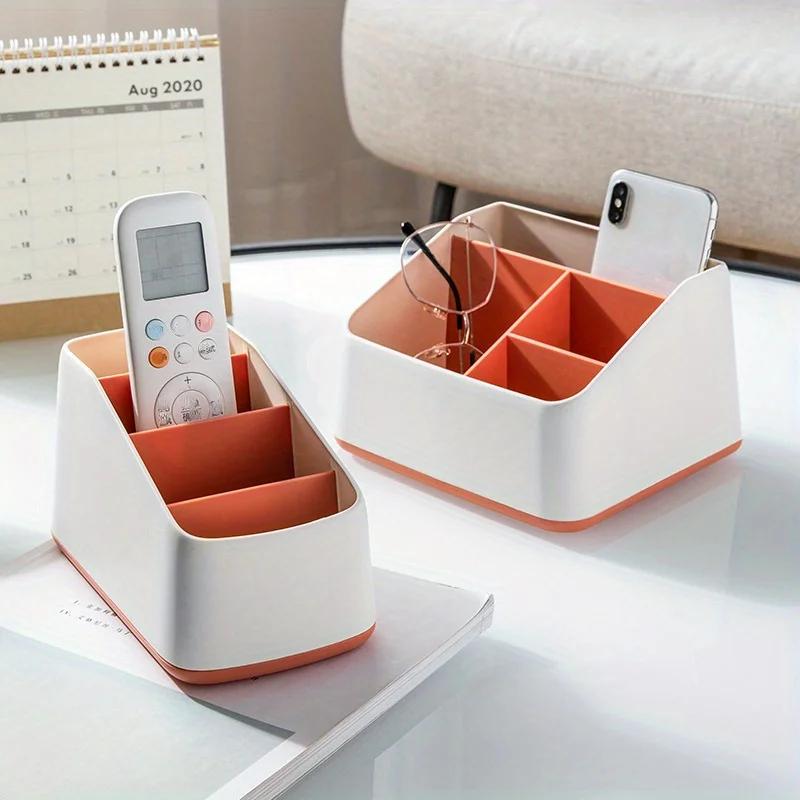Remote Control Holder 4 Slot Desktop Storage Box TV Remote Control Phone Storage Holder Stationery Organizer Home Organizer