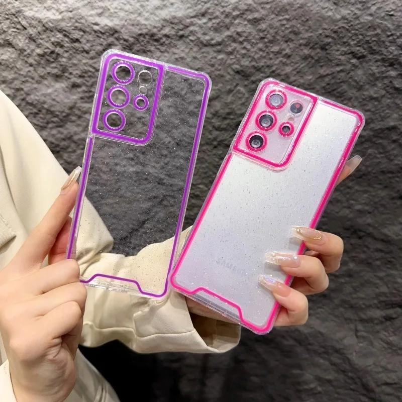 Night Light Luminous Bling Glitter Clear Case for Samsung Galaxy S22 S24 Ultra S23 Plus S21 FE Glowing Silicone Soft Cover