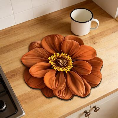 Abtropfmatte Realistische Blumendesigns Kieselgur Schnelltrocknende Matte Saugfähige Wärmeisolierende Matte