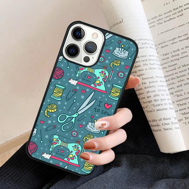 Sewing Machine Pattern Phone Case Back Cover for iPhone 17 Air 16 15 14 13 11 12 Pro Max Plus Fundas Coque