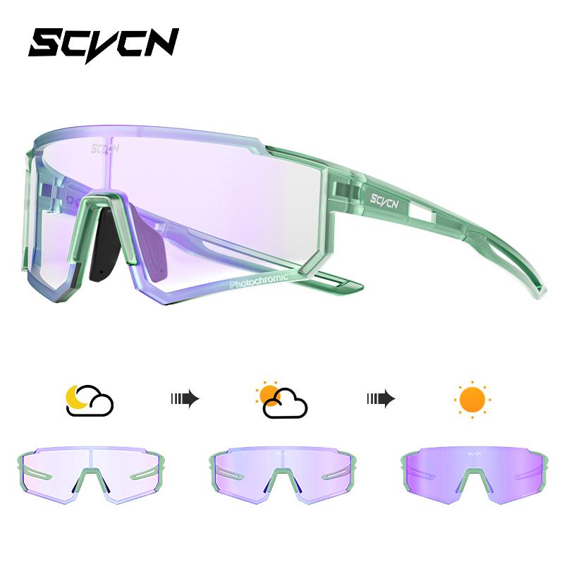 SCVCN Blaue Photochrome Radsportbrille UV400 Sonnenbrille für Herren Radsport Straße MTB Fahrradbrille und Damen Freizeit Wandern Winddicht