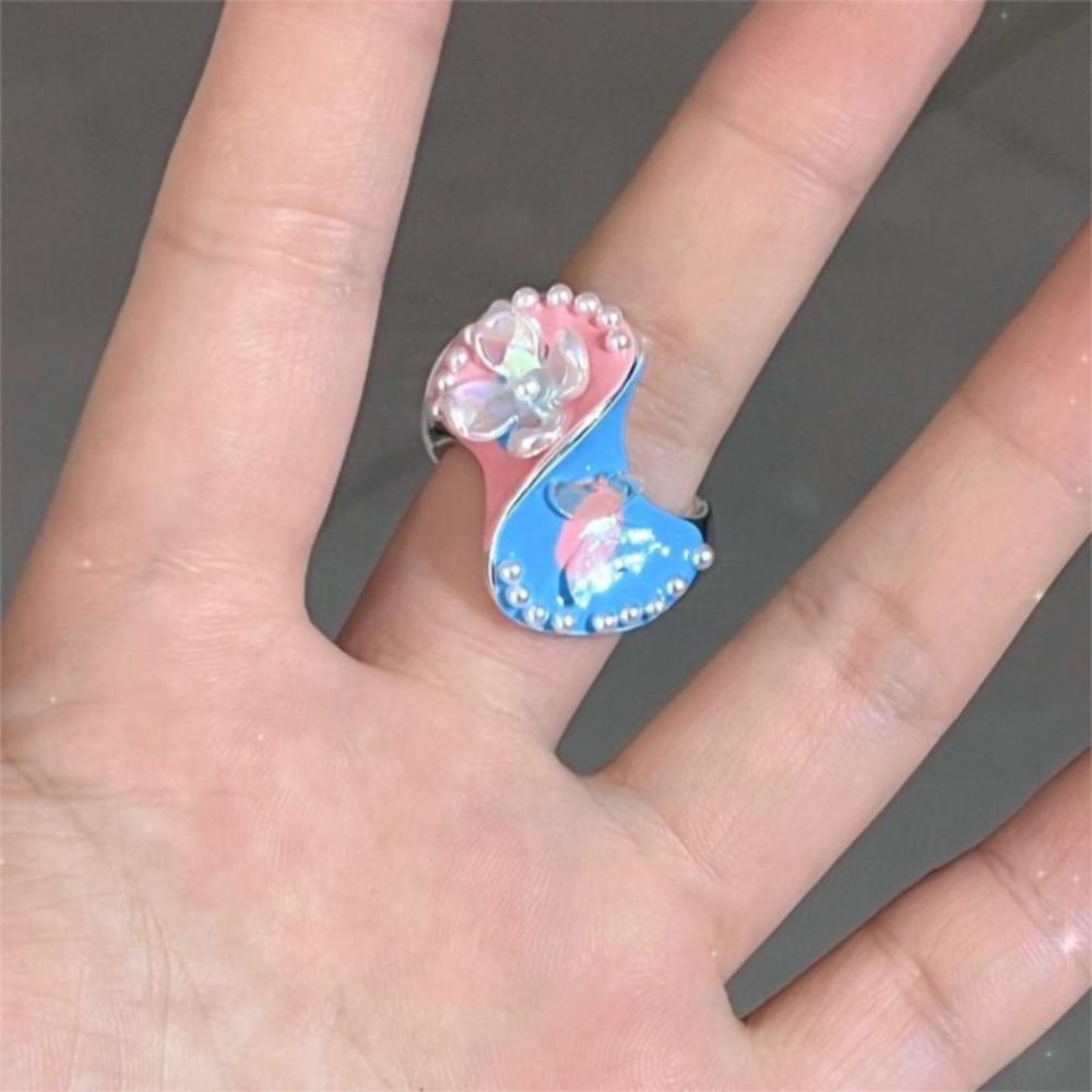 Open Ring Painting Ring Dripping Oil Irregular Enamel Ring Cute Enamel Love Heart Ring  Couple