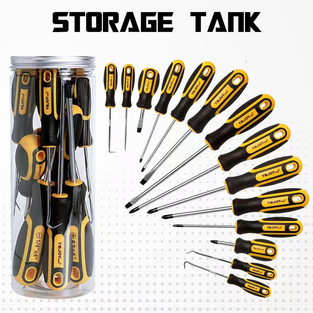 11-Piece Magnetic Screwdriver Set with Cross-Head Tips and Cushioned Grip