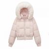 90% White Duck Down Short Puffer Jacket With Faux Fur Hood Winter Warm Coat Petite Women