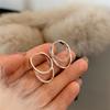 Korean Light Luxury Silver Double-Layer Round Intersecting Versatile Earrings