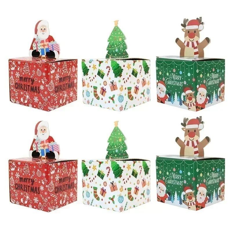 Christmas Surprise Box Festive Money Draw Gift Box with Santa Claus Elk Tree Pattern Holiday Party Supplies Home Decoration