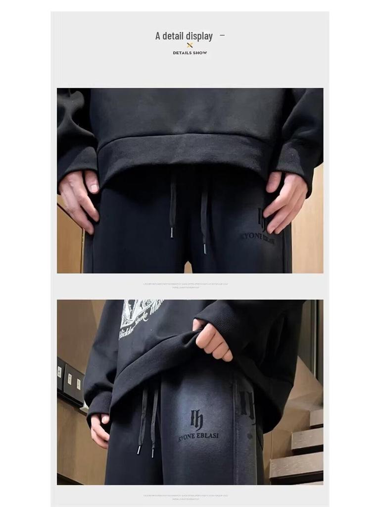 Tenåringsgutters pluss fløyel fortykkede sportsjoggebukser med vide ben for høst og vinter