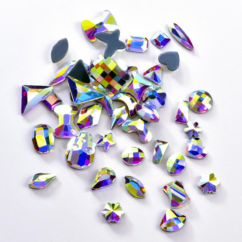 Blinginbox Hight Quality Rhinestone Bulk Special Shapes Crystal AB Hot Fix Rhinestones Iron on Rhinestones for Fabric Decoration