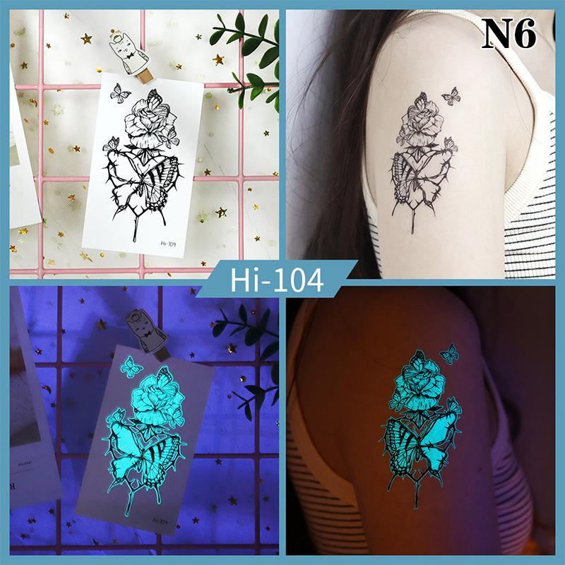 Светящаяся бабочка синяя светящаяся татуировка наклейка кемпинг водонепроницаемая временная татуировка перья одноразовая поддельная татуировка боди-арт