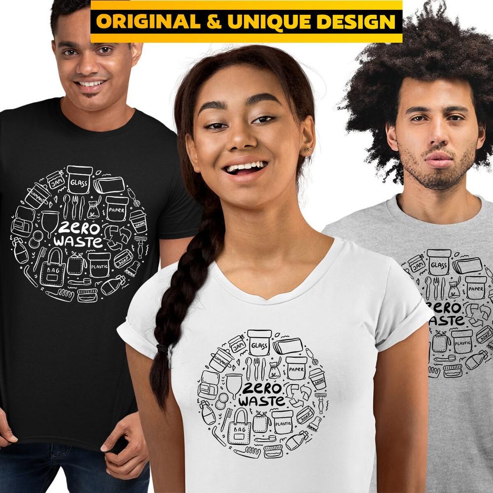 Hand Drawn Ecology Elements Zero Waste Life Green Planet Gift Birthday TShirt L