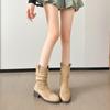 Women's Retro Hidden Heel Suede Mid-Calf Western Boots with Chunky Heel - 2025 Spring & Autumn Collection
