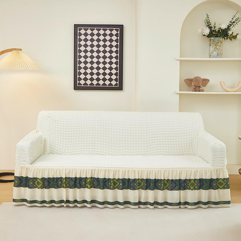 Thickened Seersucker Skirt Sofa Set All-inclusive Elastic Universal Sofa Cover Pad Universal in All Seasons single seat+single seat+three seat