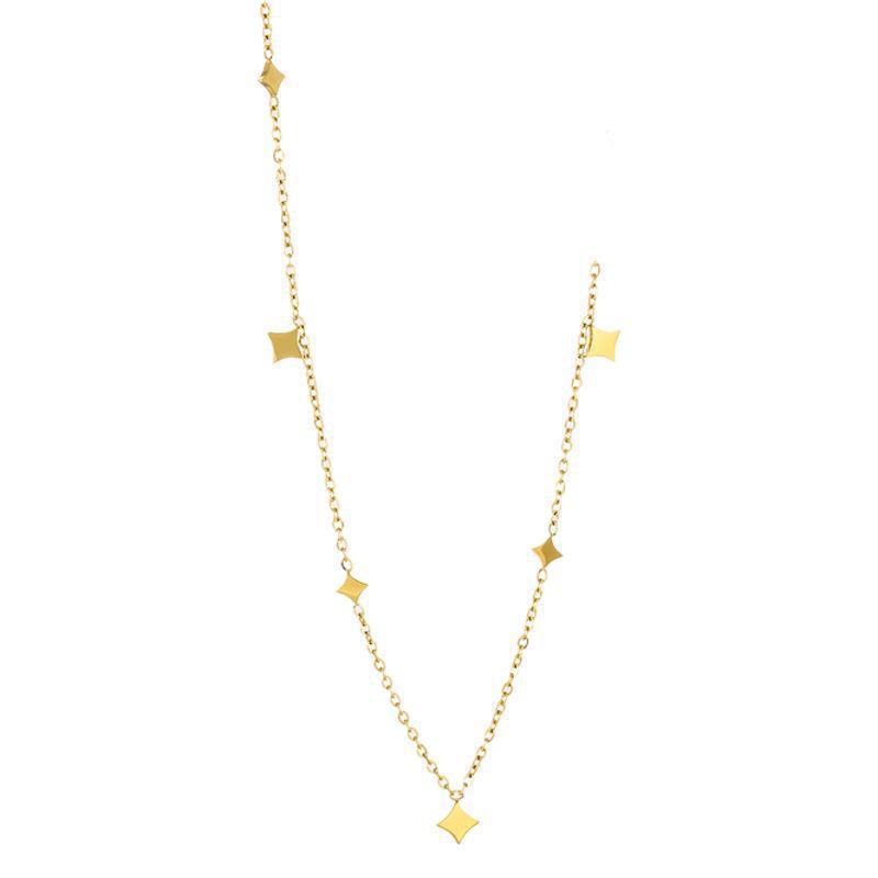 Starry Gold-Plated Sequined Clavicle Necklace: Elegant Titanium Steel Women's Accessory.